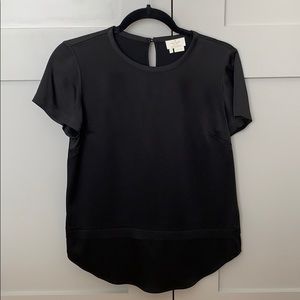 Kate Spade Silk Satin Black T-Shirt Blouse sz 0